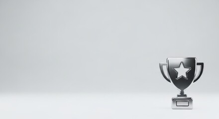 Glossy Silver Trophy with Star for Award and Achievement