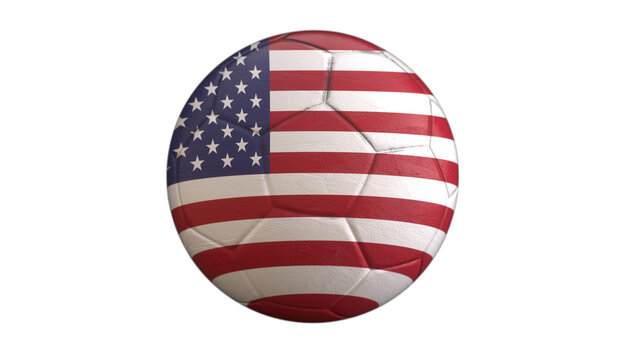 United States flag soccer ball isolated on light gray background, national football concept, 3D sports illustration