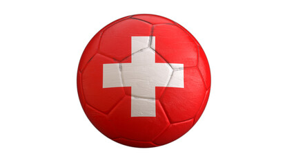 Fototapeta premium Switzerland flag soccer ball isolated on light gray background, national football concept, 3D sports illustration