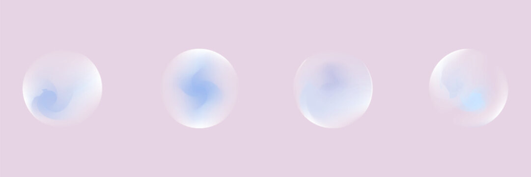 Set color circle gradient noise gradation. Abstract colorful watercolor blur mesh on isolated transparent background.