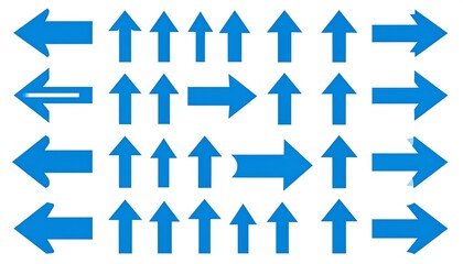 Collection of blue arrows pointing in various directions, a visual guide.