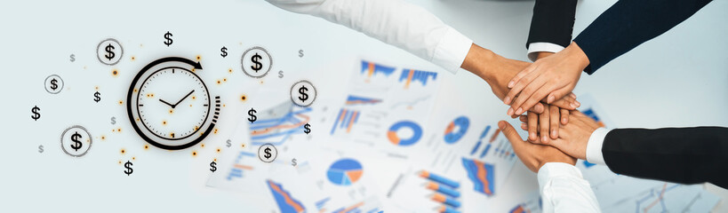 The concept of 'time is money' in business and finance. Represents financial efficiency, investment...