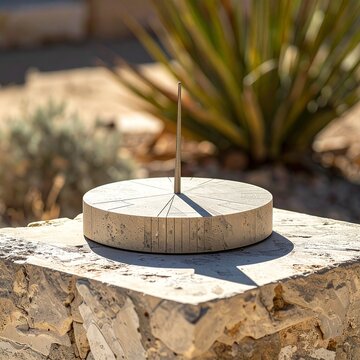 Sundial in a Desert Garden - Ancient Timekeeping Device.