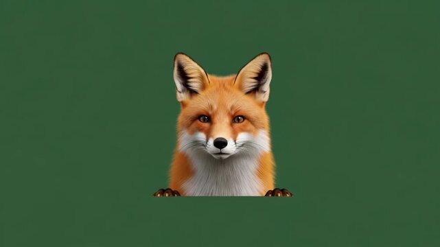 Fox Portrait on Green Background - A Captivating Wildlife Image.