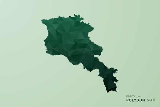 Armenia Map - Green Polygon Style Vector Illustration, Low Poly Geometric Design with Clean Silhouette on soft green Background.