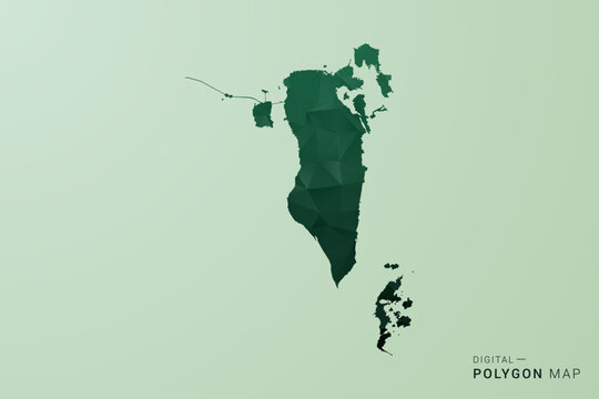 Bahrain Map - Green Polygon Style Vector Illustration, Low Poly Geometric Design with Clean Silhouette on soft green Background.