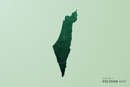 Palestine Map - Green Polygon Style Vector Illustration, Low Poly Geometric Design with Clean Silhouette on soft green Background.