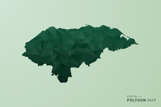 Honduras Map - Green Polygon Style Vector Illustration, Low Poly Geometric Design with Clean Silhouette on soft green Background.