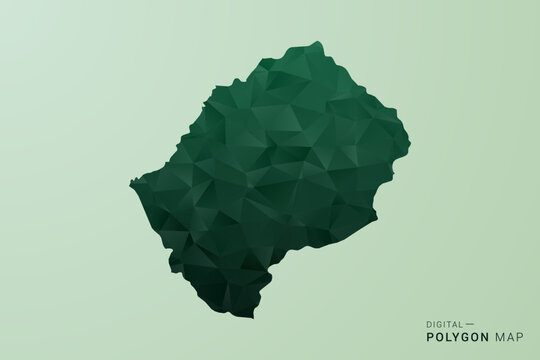 Lesotho Map - Green Polygon Style Vector Illustration, Low Poly Geometric Design with Clean Silhouette on soft green Background.