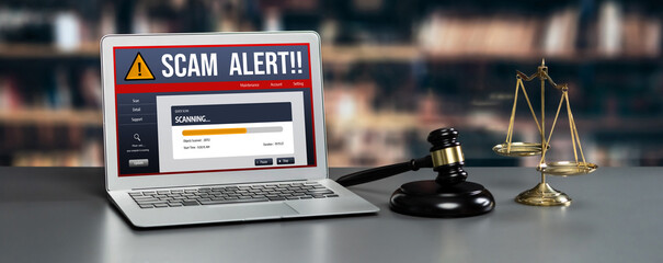 Cyber security software show alert of cyber attack for protection brisk. Danger from virus, phishing and cyber fraud. © InfiniteFlow