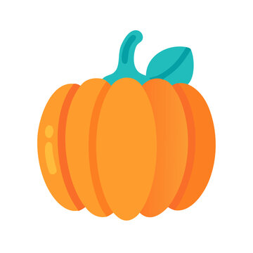 Stylized pumpkin illustration on a black background with flat design and bright colors