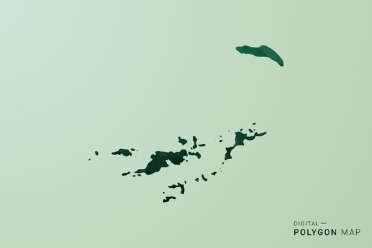 British Virgin Islands Map - Green Polygon Style Vector Illustration, Low Poly Geometric Design with Clean Silhouette on soft green Background.