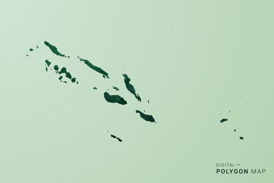 Solomon Islands Map - Green Polygon Style Vector Illustration, Low Poly Geometric Design with Clean Silhouette on soft green Background.