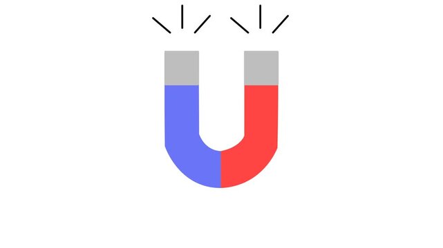 ​2D Animated Flat Design Horseshoe Magnet Attracting Force on White Background