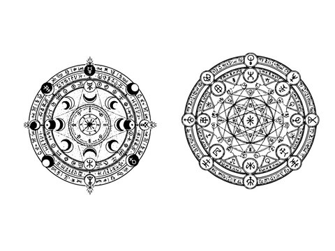 Occult Magic Circle Symbol Engraving Illustration
