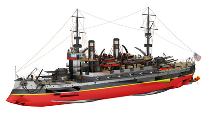 3D rendering of US Navy standard battleship in detailed view © santiago