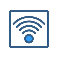 Illustration of a Wireless Internet Connection Symbol within a Box on Black Background