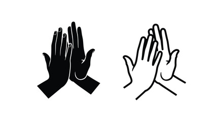 Obraz premium Two hands clapping in a minimalist black silhouette