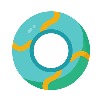 Vibrant inflatable pool float illustration with blue, green and yellow design on black