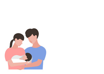 赤ちゃんを囲む夫婦のベクターイラスト素材
