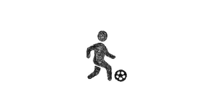 Sketch soccer dribbling icon animation - smooth progressive reveal