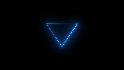 Fototapeta premium Glowing blue triangle on black background neon light