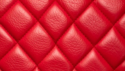 Fototapeta premium Close-up of a vibrant red quilted leather texture.
