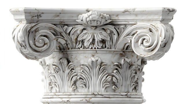 Intricate Corinthian Column Capital with Acanthus Leaves and Volutes.