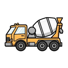 Cement mixer truck cartoon vehicle.