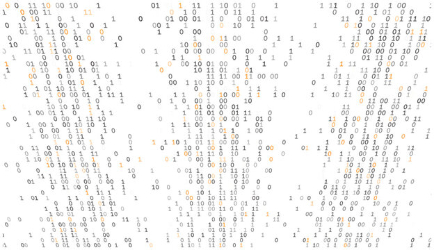 Staccato Binary Logic - Rhythmic Digital Grid with Amber Data Highlights