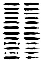 Black brush strokes vector illustration set for design