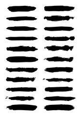 Black brush strokes vector illustration set for design and graphic projects