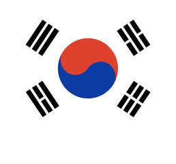 South Korea Flag icon in heart shape. Heart shaped Republic of South Korea flag badge, button, sticker.