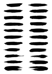 Black brush strokes vector illustration set for design