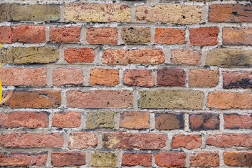 Old colorful brick wall surface in bruges, belgium