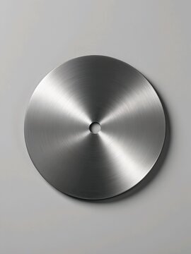 Einzelne Metallscheibe mit Loch auf neutralem Untergrund
