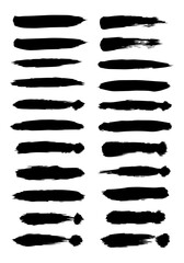Black brush strokes vector illustration set for graphic design