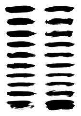 Black brush strokes vector illustration set for design