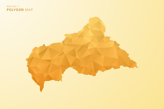 Central African Republic Map - Polygon style vector illustration in yellow and orange low poly geometric design, modern minimal silhouette, isolated for infographic.