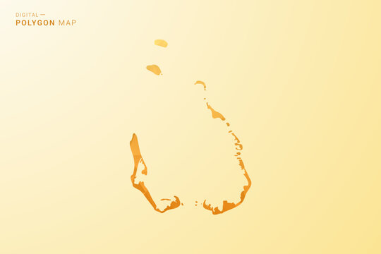 Cocos Islands Map - Polygon style vector illustration in yellow and orange low poly geometric design, modern minimal silhouette, isolated for infographic.