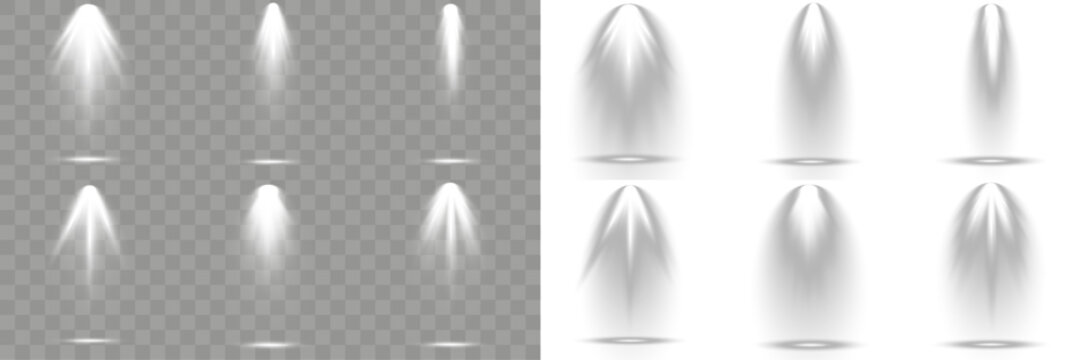 Set of spotlight shiny, isolated on background.