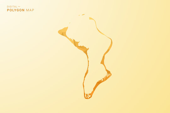 British Indian Ocean Territory Map - Polygon style vector illustration in yellow and orange low poly geometric design, modern minimal silhouette, isolated for infographic.