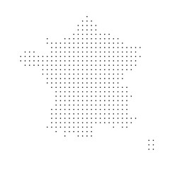 France country dotted map. Black spot pixel illustration isolated on white background. Vector circle mosaic. © pyty