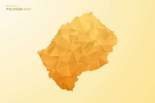 Lesotho Map - Polygon style vector illustration in yellow and orange low poly geometric design, modern minimal silhouette, isolated for infographic.