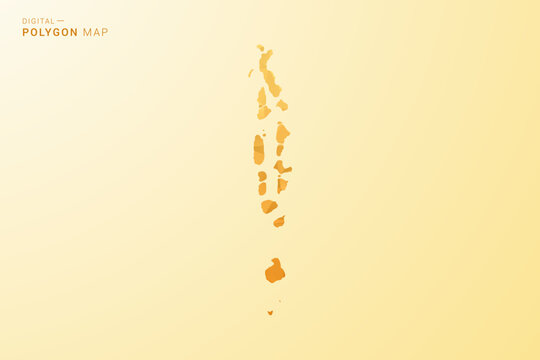 Maldives Map - Polygon style vector illustration in yellow and orange low poly geometric design, modern minimal silhouette, isolated for infographic.