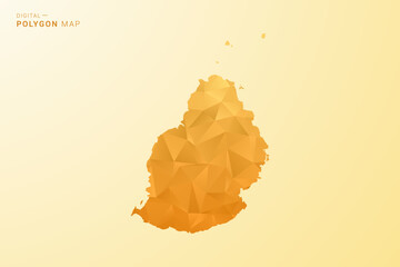 Mauritius Map - Polygon style vector illustration in yellow and orange low poly geometric design, modern minimal silhouette, isolated for infographic. © Whatever