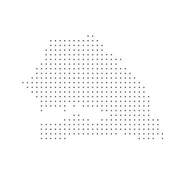 Senegal country dotted map. Black spot pixel illustration isolated on white background. Vector circle mosaic.