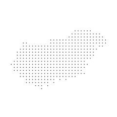 Fototapeta premium Hungary country dotted map. Black spot pixel illustration isolated on white background. Vector circle mosaic.