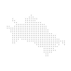 Fototapeta premium Turkmenistan country dotted map. Black spot pixel illustration isolated on white background. Vector circle mosaic.