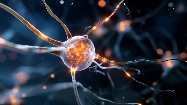 Futuristic Bioengineering Neural Web with Glowing Cellular Nodes high resolution 3D microscopic render of a neural web structure composed of translucent biological cells linked by 4K